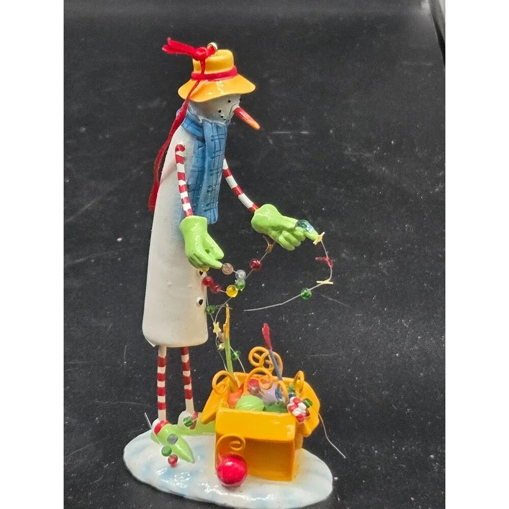 Department 56 Snowman Decorating with Lights Rare LolliStick Christmas Ornament